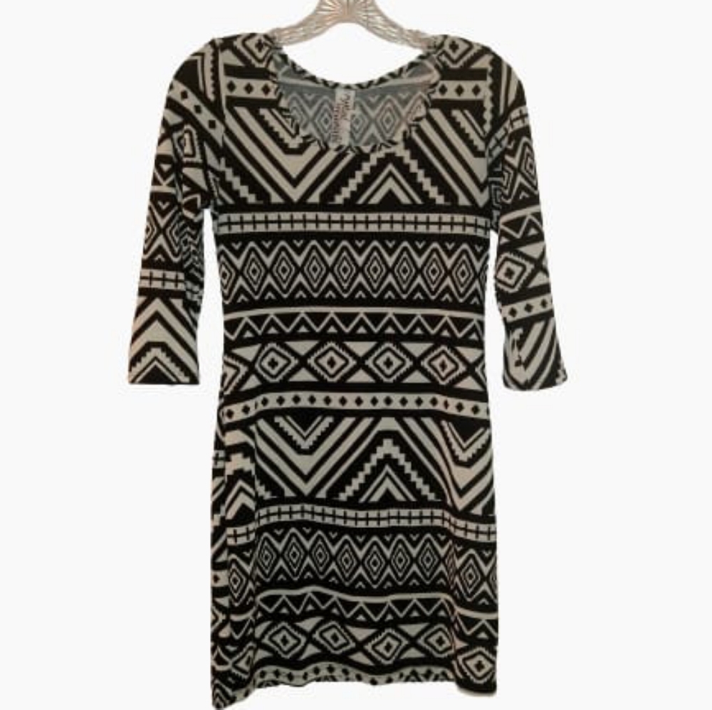 Women's Black and White Printed Dress
